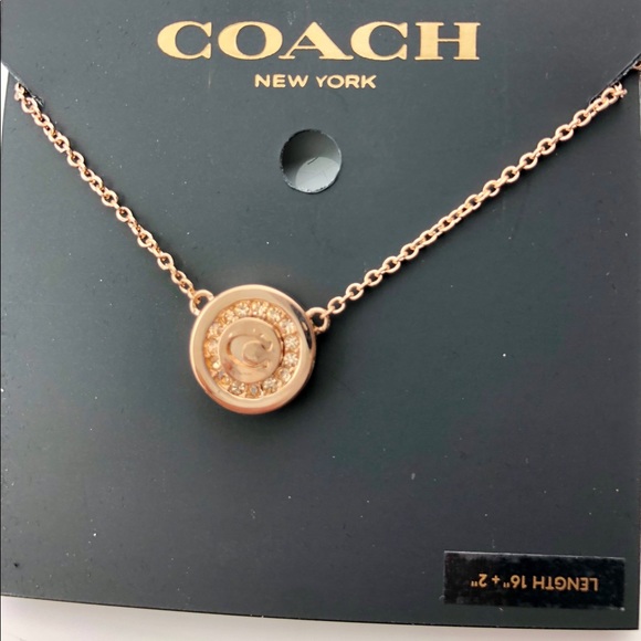 Coach Rose Gold C Pave Signature Pendant Necklace - Picture 7 of 7